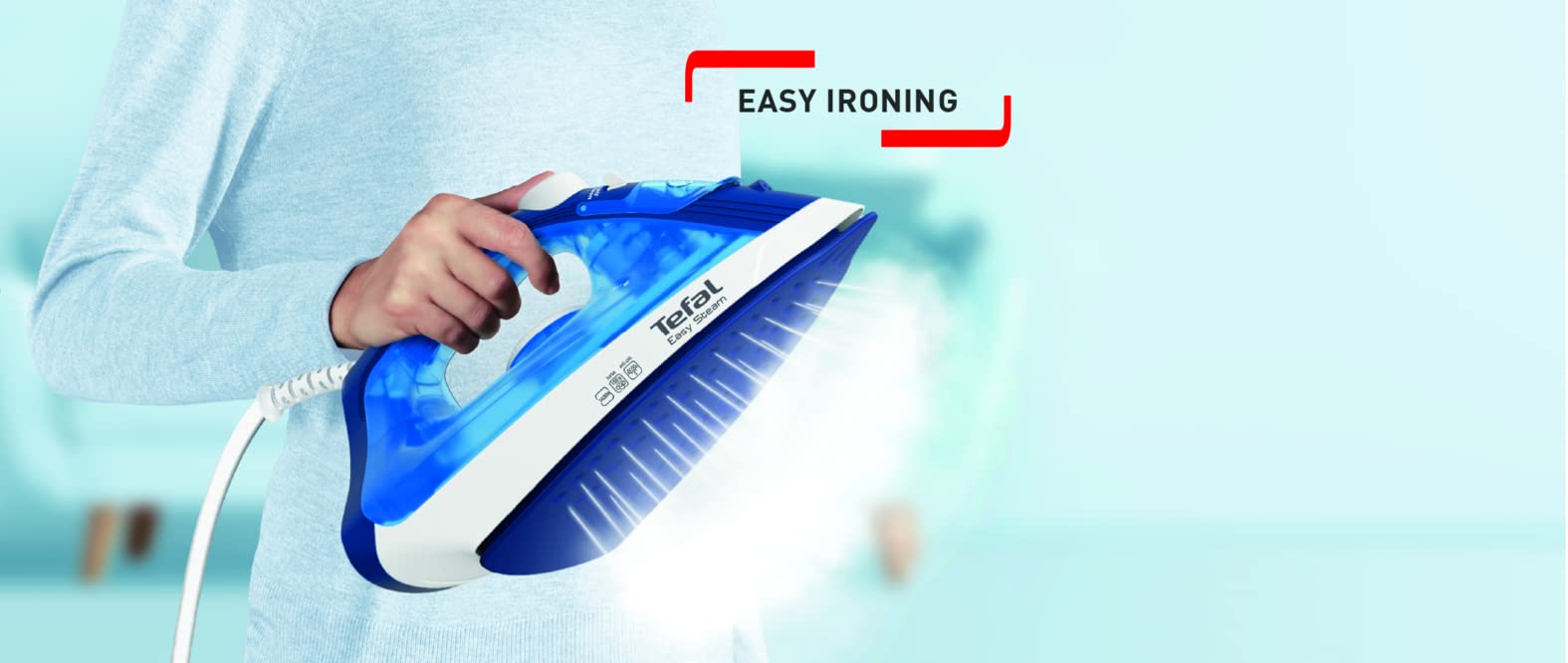 Tefal Easy Steam, Steam Iron, Non-stick, Anti-scale, 220 ml, 1200 Watts, Blue تيفال مكواة بخار ايزي ستيم، غير لاصقة، مضادة للتقشر، 220 مل، 1200 واط Tefal Easy Steam, Steam Iron, Non-stick, Anti-scale, 220 ml, 1200 Watts, Blue تيفال مكواة بخار ايزي ستيم، غير لاصقة، مضادة للتقشر، 220 مل، 1200 واط